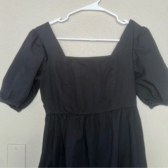Jessica Simpson Black Midi Dress With Puff Sleeves Size Small - Picture 8 of 8